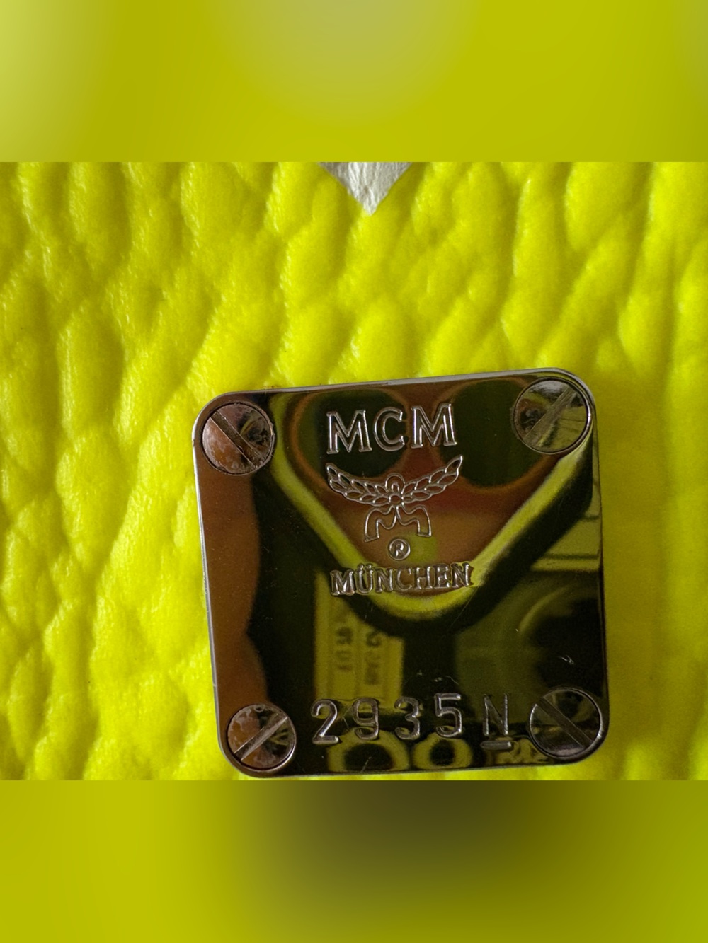MCM Neon Yellow Leather Wristlet Clutch - Picture 2 of 5